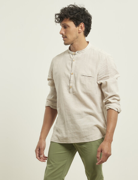 012105 CAMISA HARRINGTON LABEL DE LINO Natural