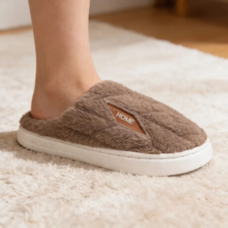 Pantuflas Unisex Suela Antideslizante Felpa Suave y Abrigada Marrón