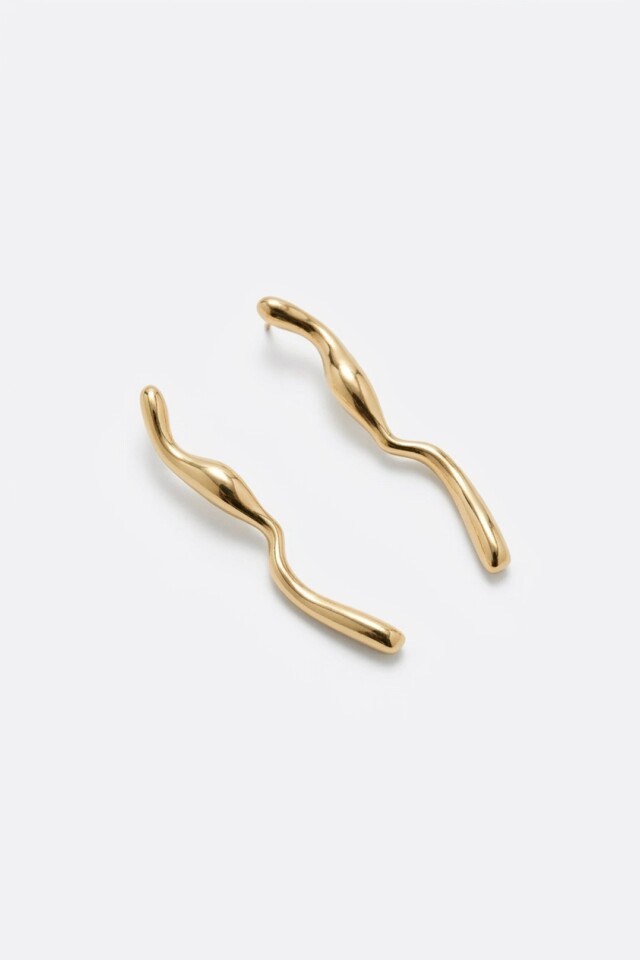 Caravanas de acero minimal dorado