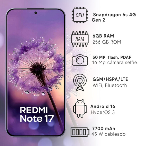 Xiaomi Note 17 6/256gb 4g + Regalo VIOLETA