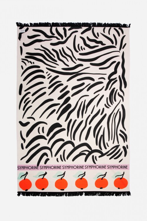 Pareo rectangular frutal negro