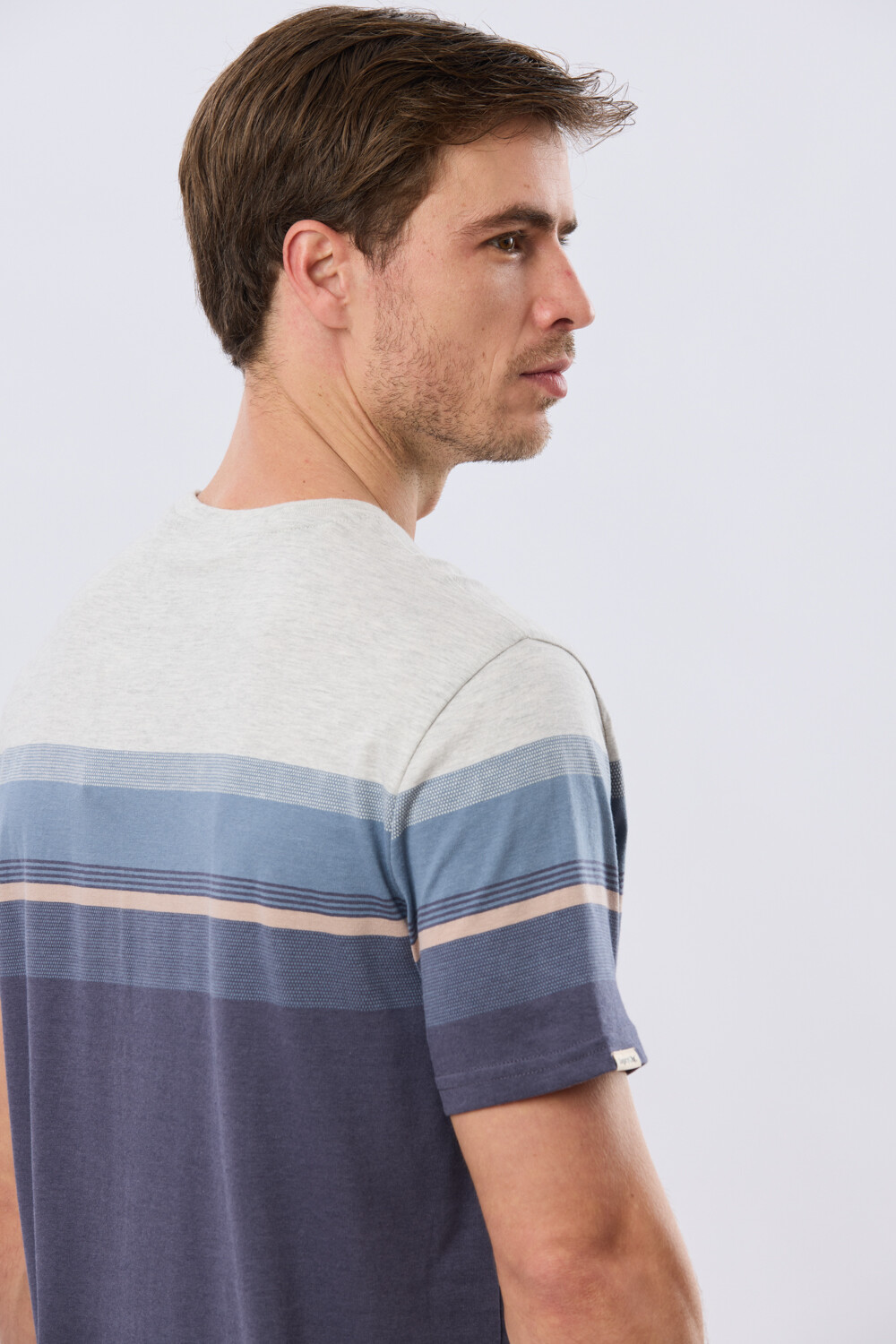 REMERA RAYADA DE ALGODÓN Azul