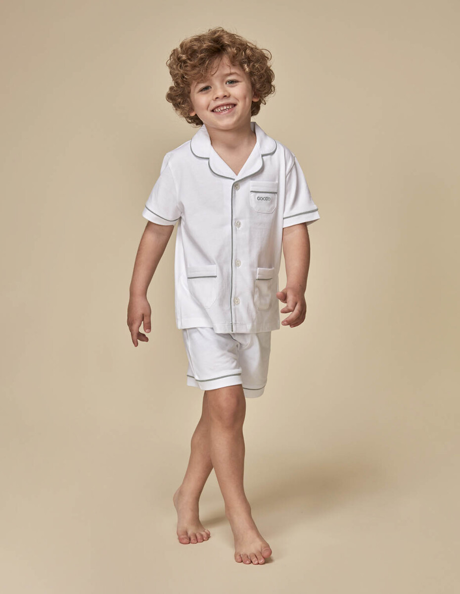 Pijama Corto Cuello Solapa - Blanco 