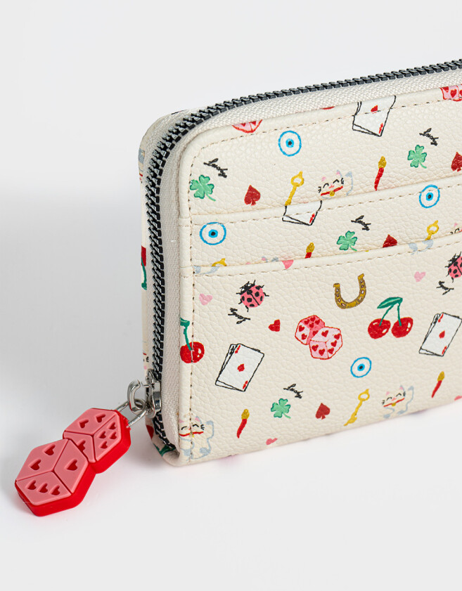 Billetera Billetera Cuerina Estampada - Blanco Crudo