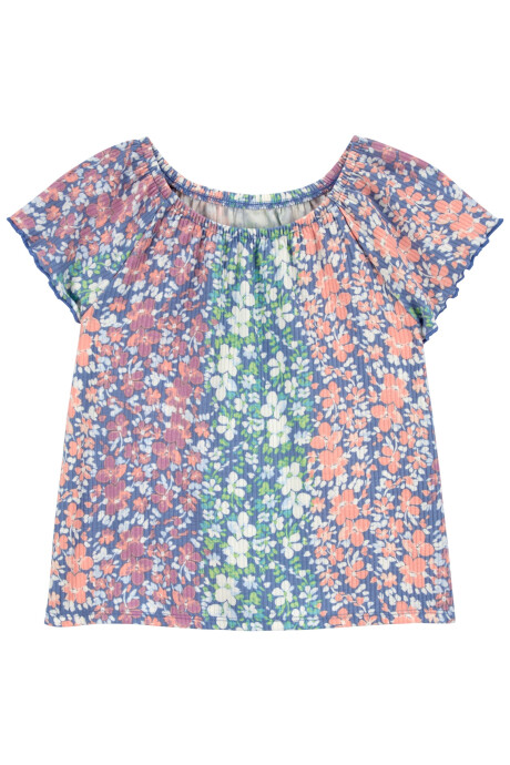 Blusa drapeada diseño floral Sin color
