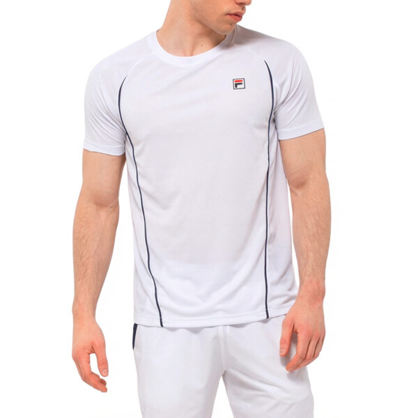 FILA Match Remera manga corta de tenis para hombre - Blanco/Marino Blanco-Marino
