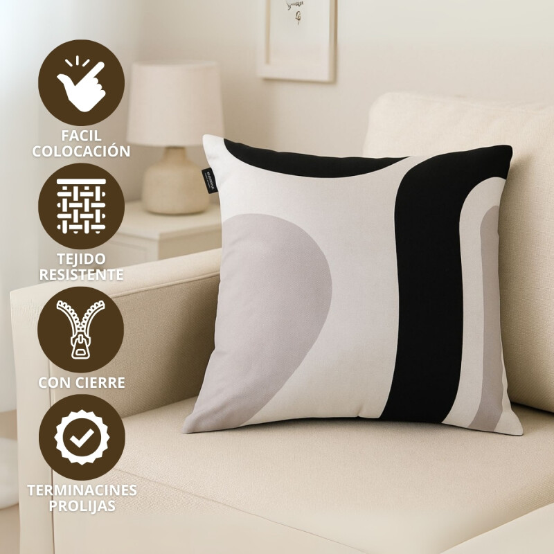 Funda de almohadones lisa 43 x 43 cm RAYAS NEGRO Y GRIS