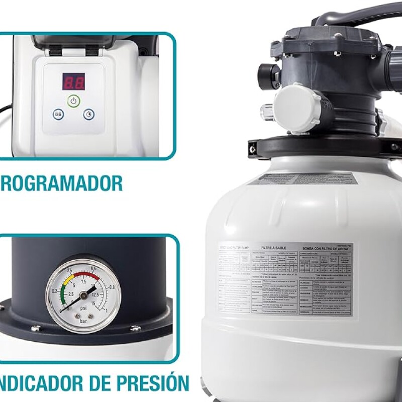 INTEX BOMBA FILTRO ARENA PARA PISCINA 10500L/H 0.6HP 35 KGS Intex Bomba Filtro Arena Para Piscina 10500l/h 0.6hp 35 Kgs