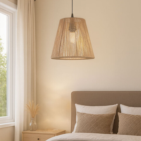 Lámpara colgante cónico campana hilos marrón Ø38cm IX9184