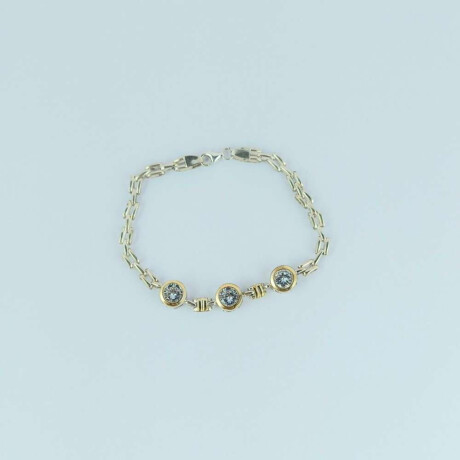 Pulsera de plata 925 y double en oro 18 ktes Circonias
