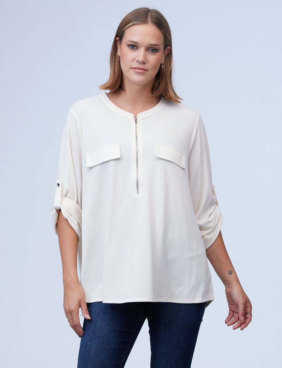 Blusa Oversize Zip - Crudo 