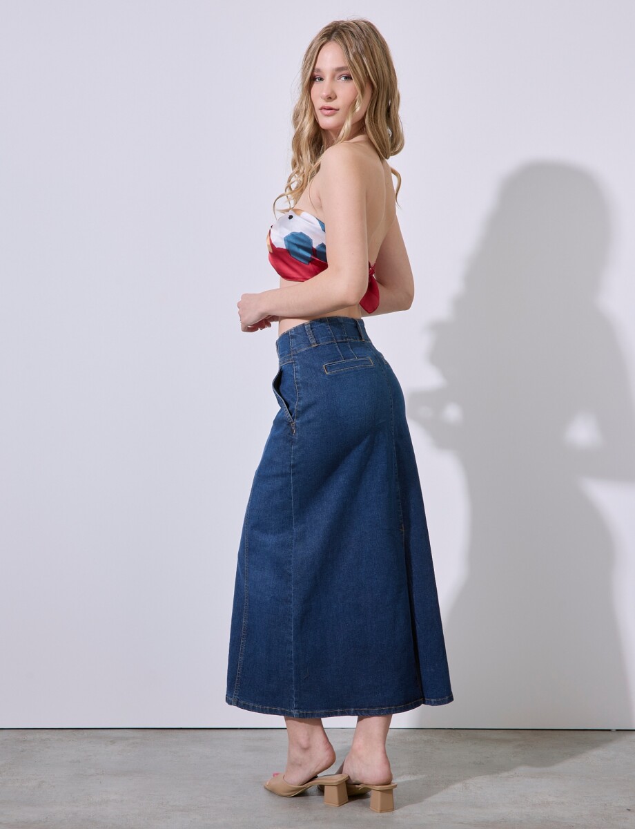 Falda Maxi Denim - Jean Oscuro 