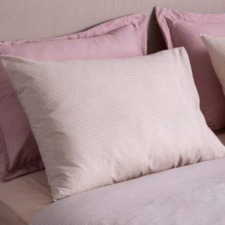 JUEGO SÁBANAS QUEEN ALGODON-Y-POLIESTER NATURAL-BEIGE VICHY AVENA