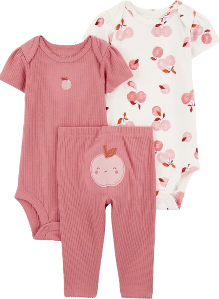 SET 3PC PANT Y 2BODIES MC MANZANAS NIÑA-BB CARTERS COMBINACION 1