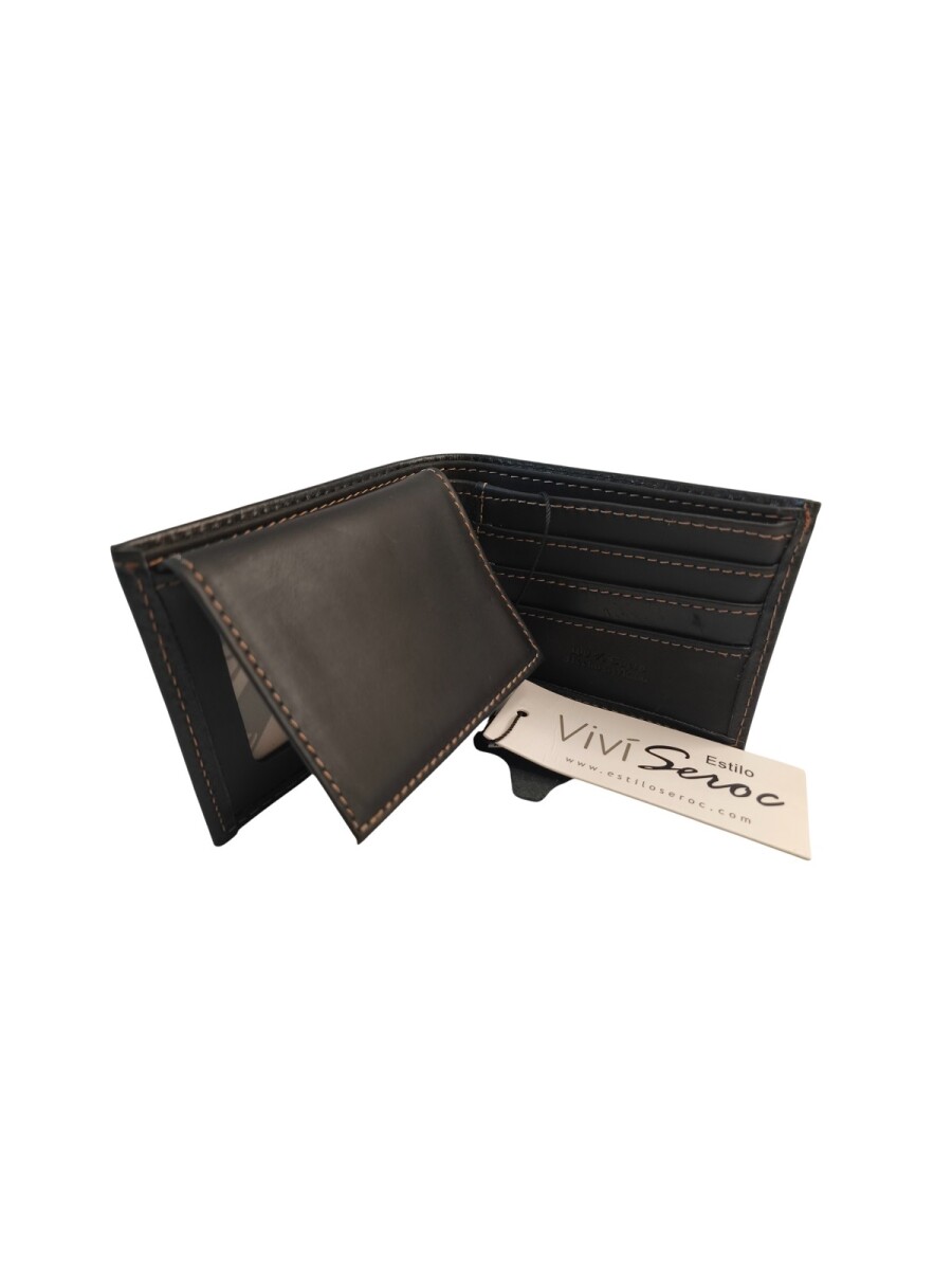 Billetera de cuero con visor - Negro 