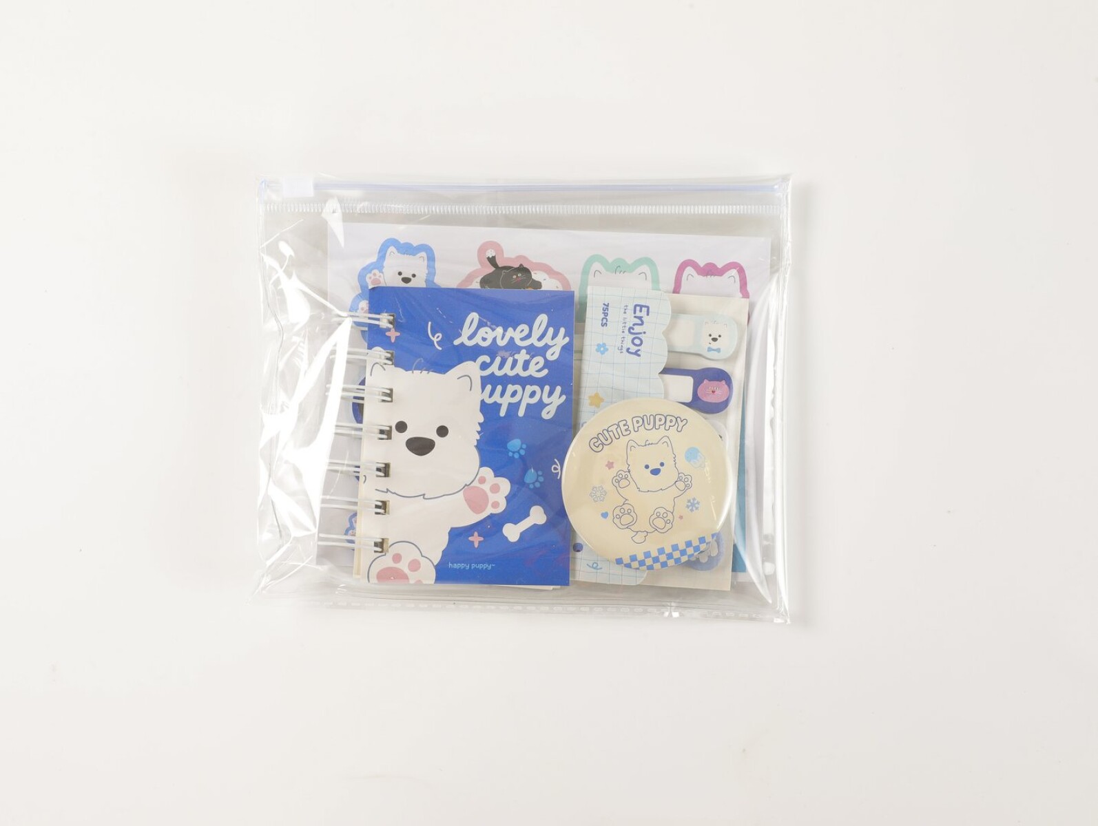 SET DE PAPELERÍA DE 5 PIEZAS CON BOLSA PVC CON CIERRE (DUODUO/AZUL) 