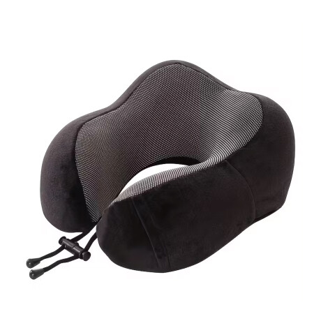 Almohadón De Viaje Viscoelástico Cervical C/Memoria Afelpado Negro