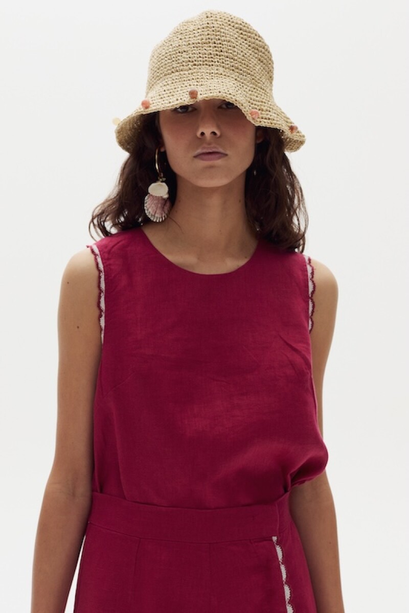 Top Juliette en Lino - Cherry 