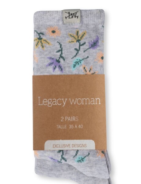 MEDIAS CON FLORES PACK x2 Beige