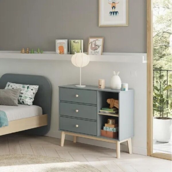 COMODA 3 CAJONES 2 ESTANTES - CENIZA COMODA 3 CAJONES 2 ESTANTES - CENIZA