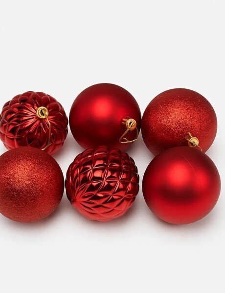 ESFERA COMBINADA RELIEVE DIAMANTE MATE 8CM X 6 UNIDADES ROJO ESFERA COMBINADA RELIEVE DIAMANTE MATE 8CM X 6 UNIDADES ROJO