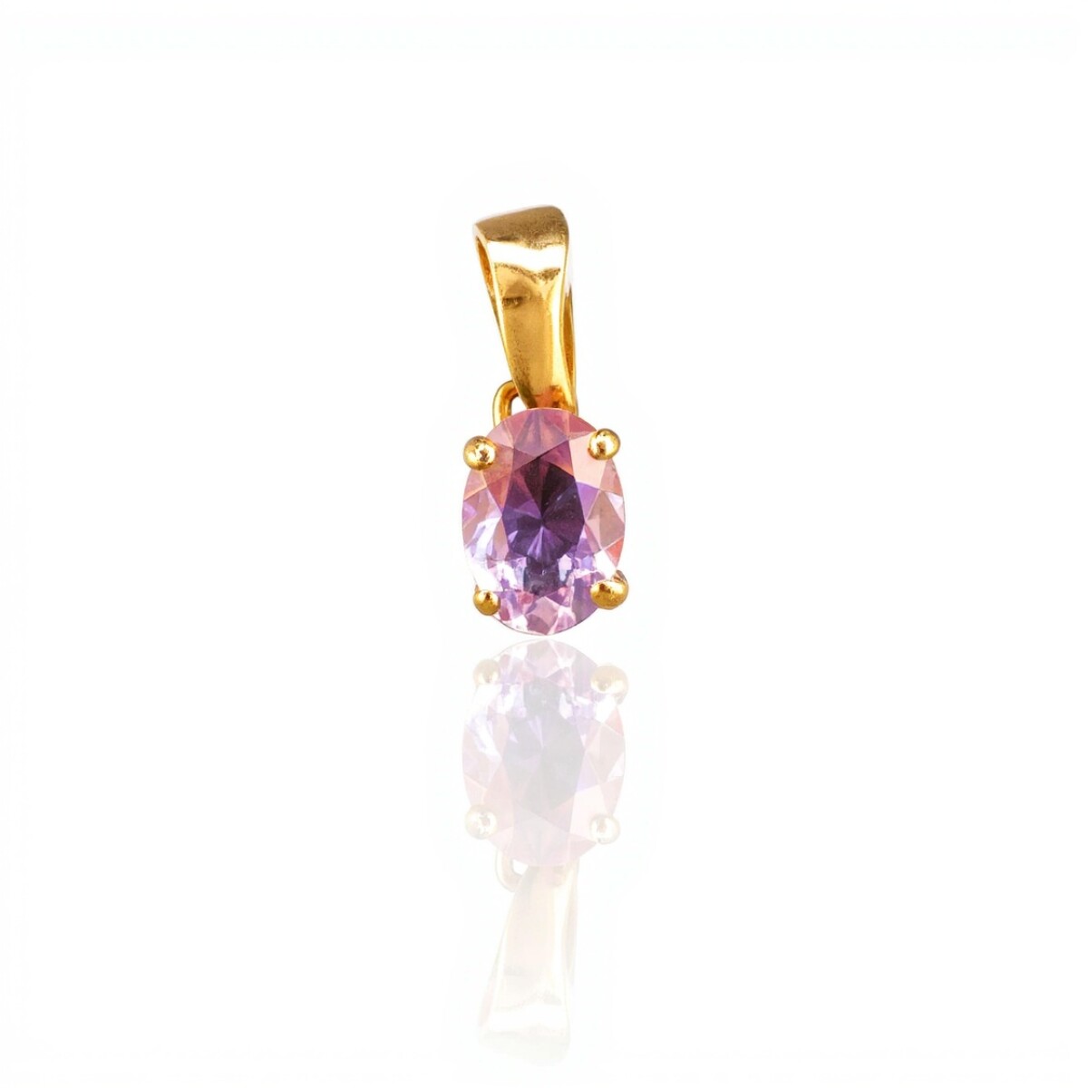 Dije Oval-Oro bajo-Piedra Amatista-CP8544 - conpiedra 