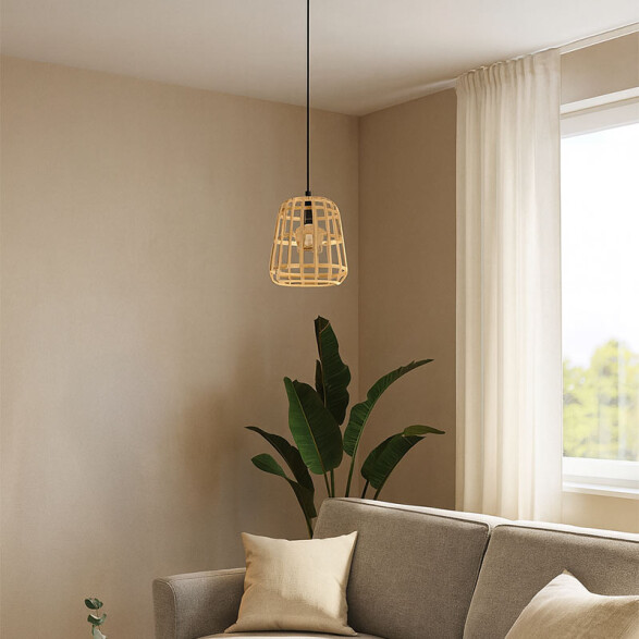 Colgante varillas madera 1xE27 Ø240mm MONTEZUELO EG0876