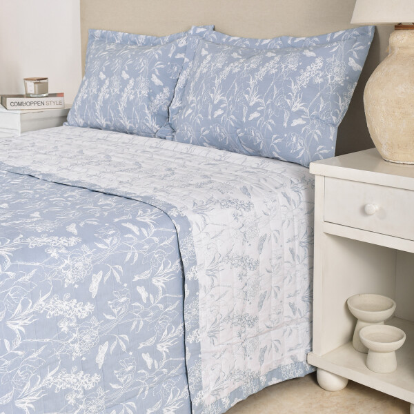 Cubrecama Amelia Toile Celeste Twin