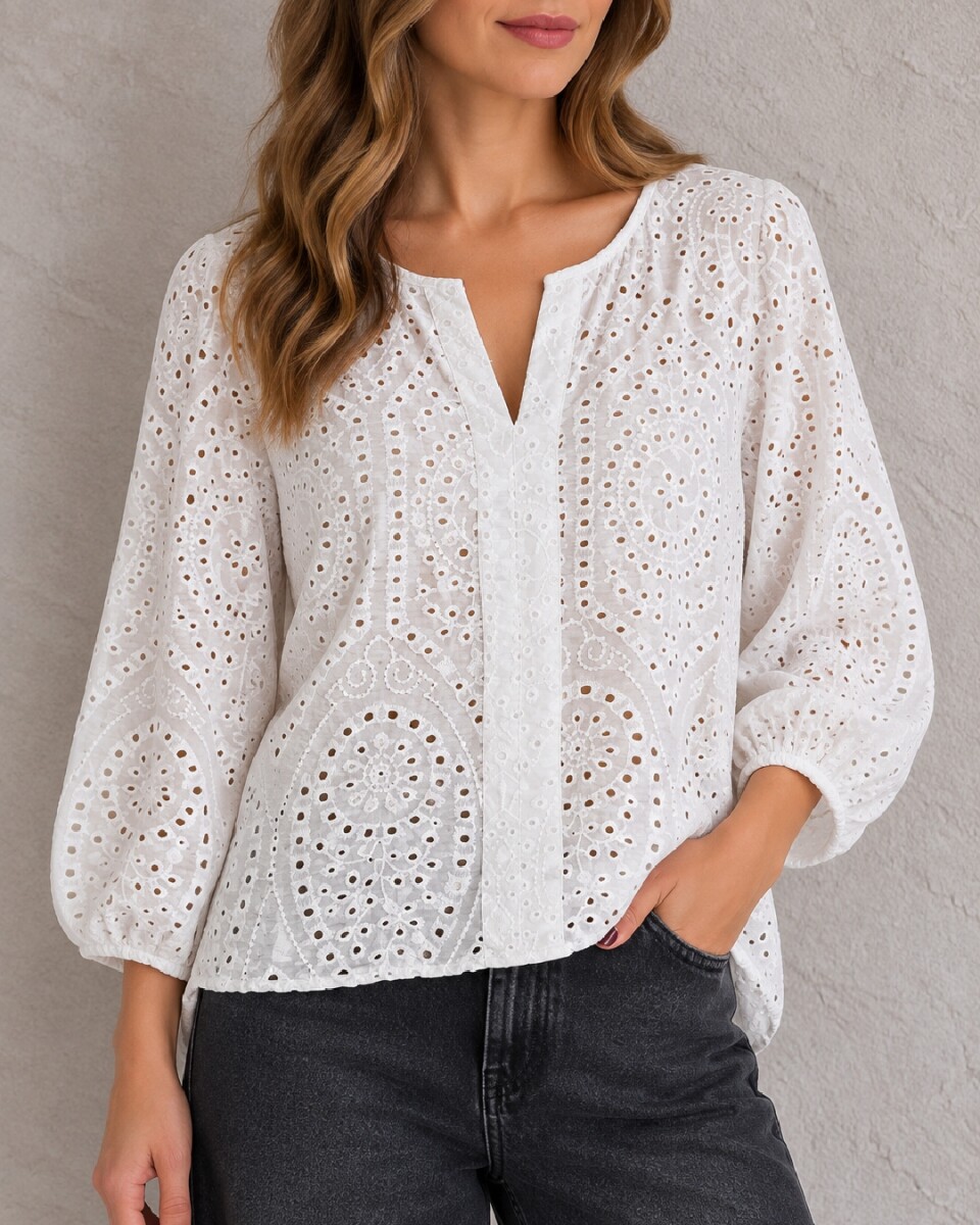outlet - Blusa Broderie 