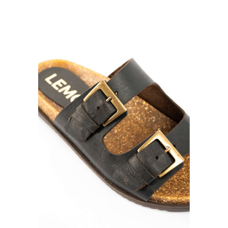 Sandalias De Cuero Doble Hebilla Chocolate