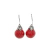 Caravanas Gota-Plata 925-Piedra Coral rojo-CA3388 Conpiedra