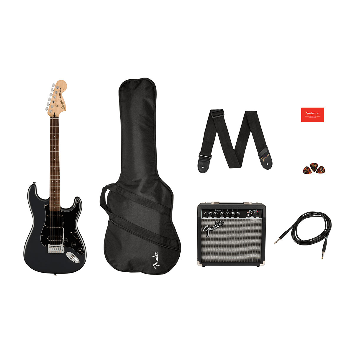 GUITARRA ELECTRICA PACK SQUIER AFFINITY STRAT HSS CHARCOAL FROST METALLIC 