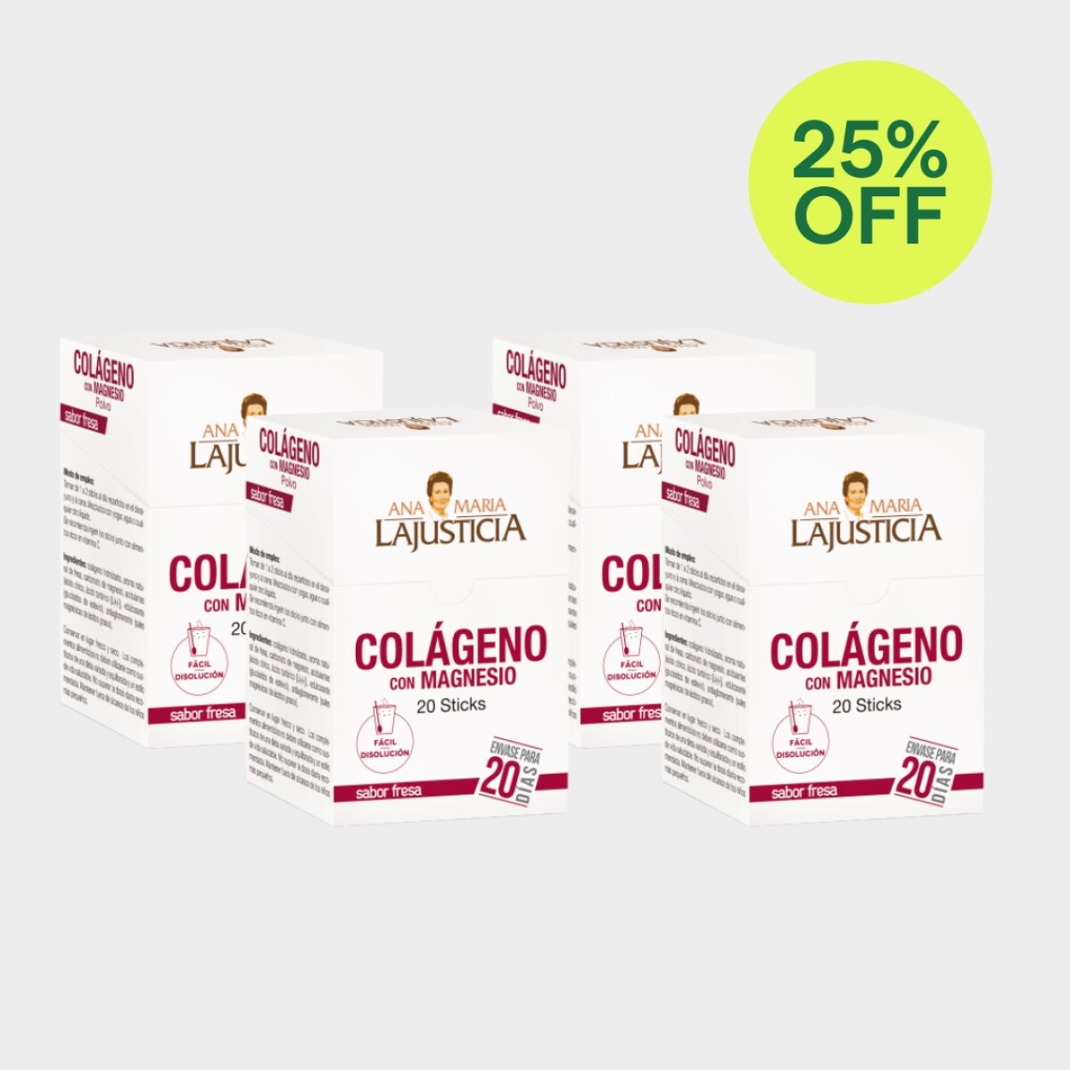 Colágeno con magnesio sticks - 4un. 25% off 