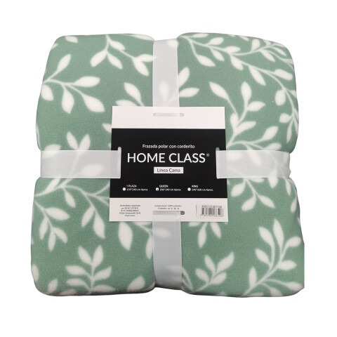 Frazada con Corderito 2 Plaza Home Class 200 x 240 cm HOJAS VERDE