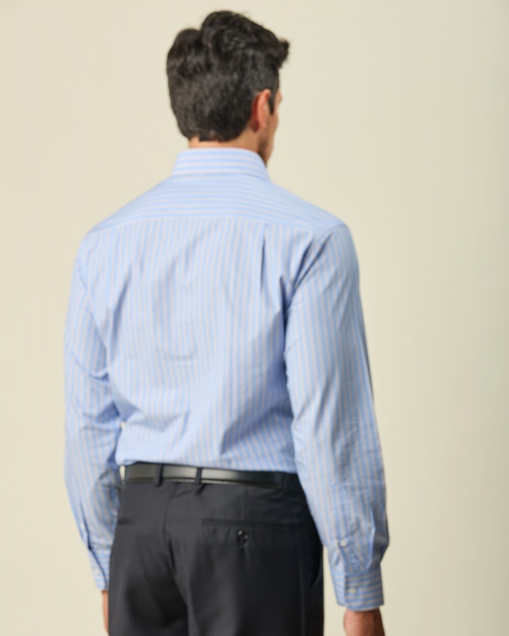 Camisa Verelli Vestir Algodón Manga Larga Celeste Rayas