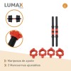 Set 2 Mancuernas Lumax + Barra 2 en 1 + 30kg Discos Pesas Rojo