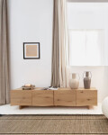 Mueble TV Rasha 4 puertas de chapa de roble con acabado natural 200 x 45 cm Mueble TV Rasha 4 puertas de chapa de roble con acabado natural 200 x 45 cm