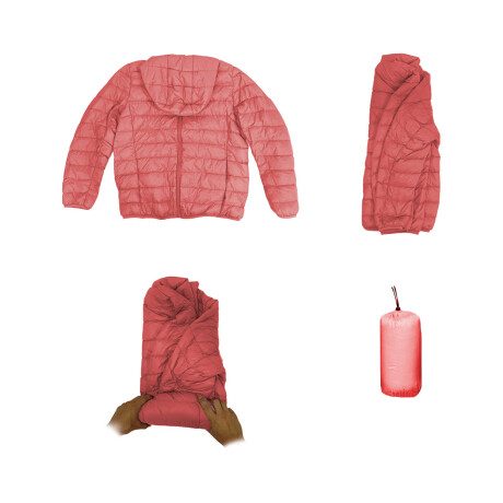 Uzspace Campera Dama Capucha Liviana Fácil Guardado Rosa