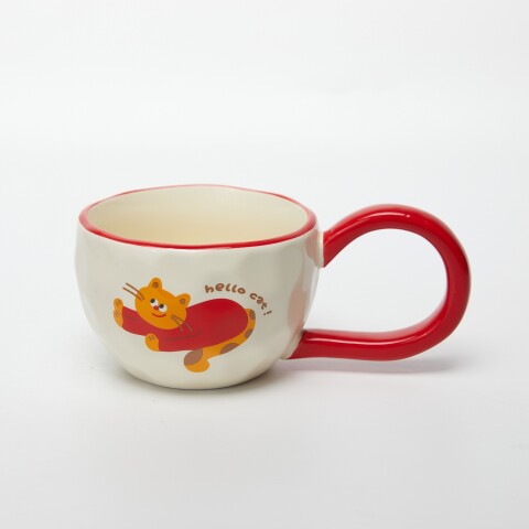 TAZA CERÁMICA CON ASA GRANDE ROJA - 330 ML TAZA CERÁMICA CON ASA GRANDE ROJA - 330 ML