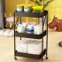 Carro Organizador 3 Estantes Con Ruedas Multiuso Plegable Color Variante Negro