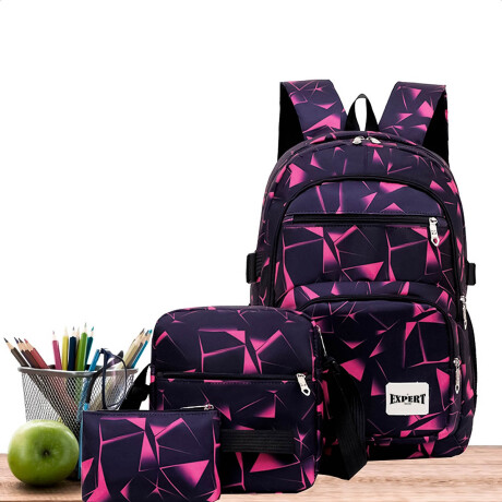 Set x3 Mochila Escuela Juvenil 18'' Expert Rosa