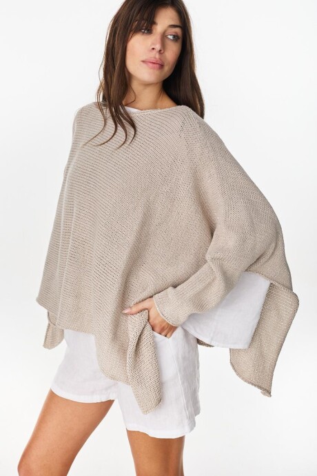 Poncho Misuna Vison Lurex Plata