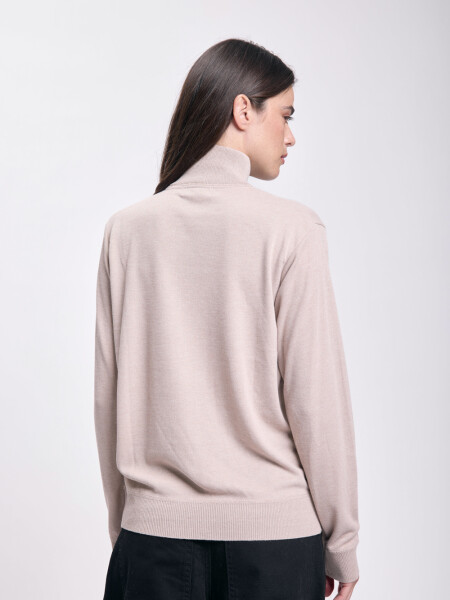 Polera de punto básica Beige
