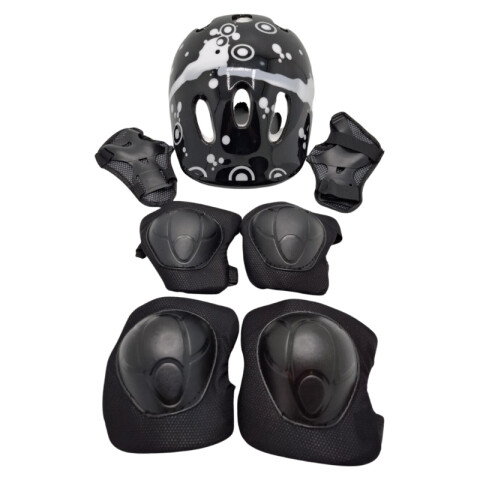Set Casco, Rodillera y Coderas Negro