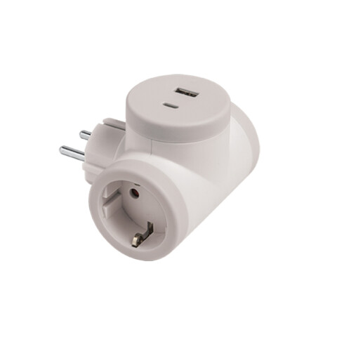 Adaptador múltiple 2 tcte schuko + 1USB-A +1USB-C C84556