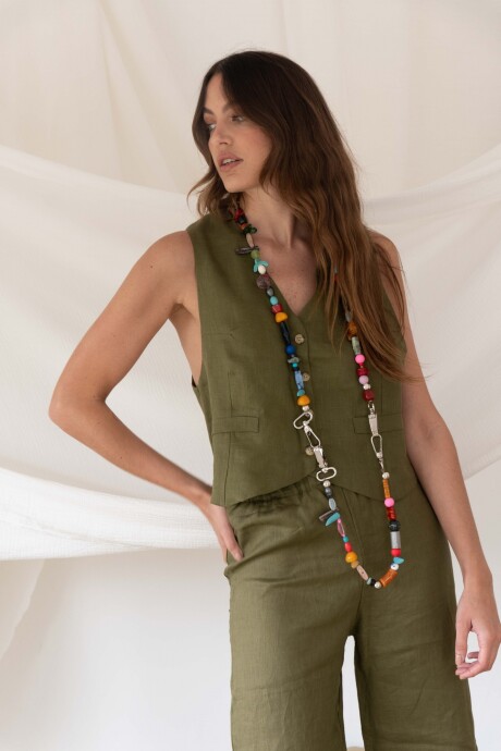 Avenue Vest Lino Verde Seco