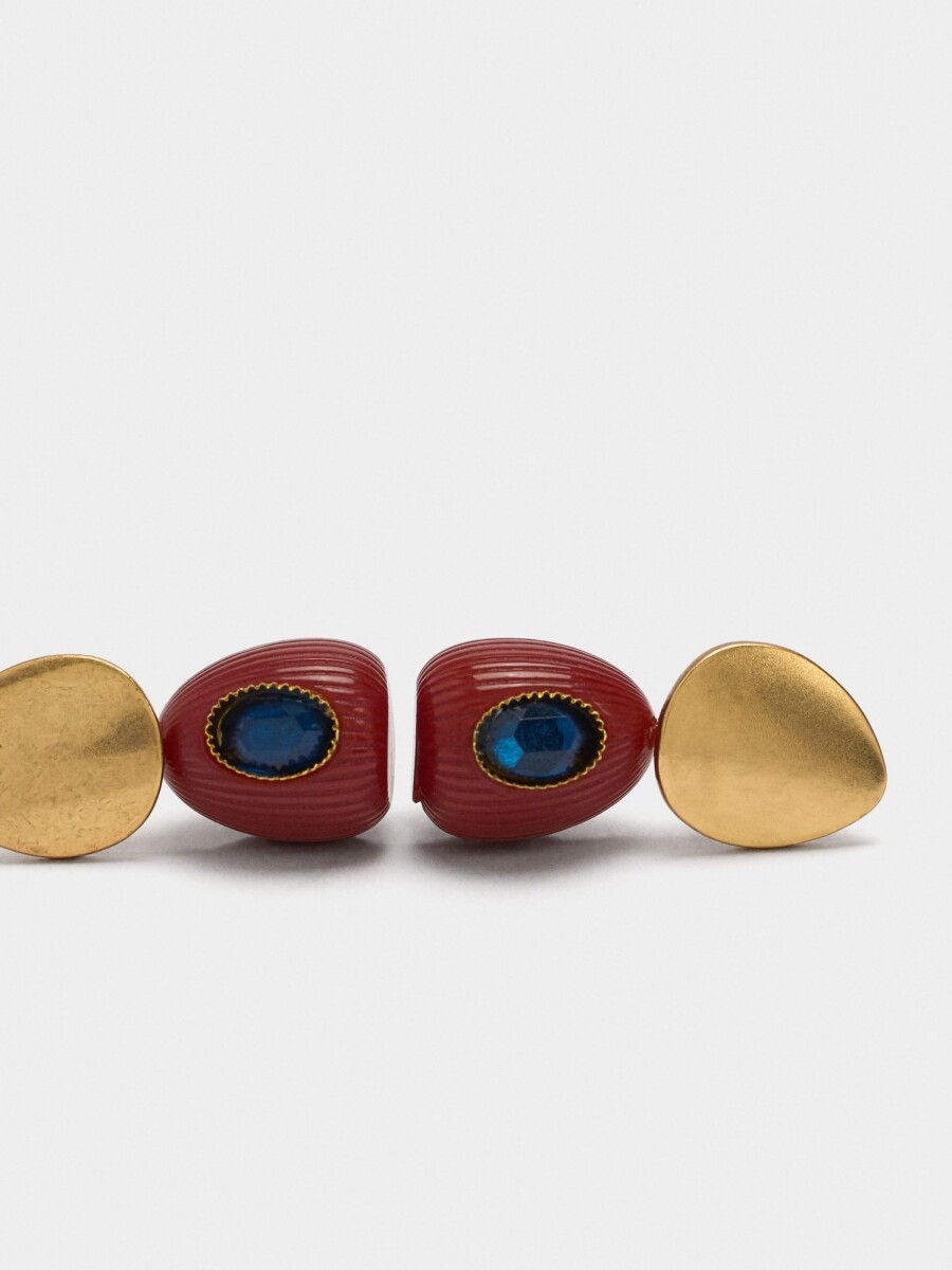 Pendientes Cortos De Resina Y Cristal multicolor