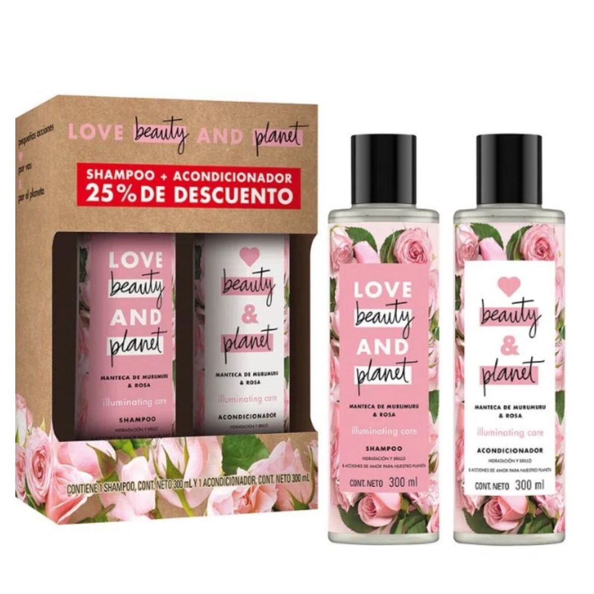 Shampoo Love Beauty & Planet Illuminating Care 300 ML + Acondicionador 300 ML 25% OFF 