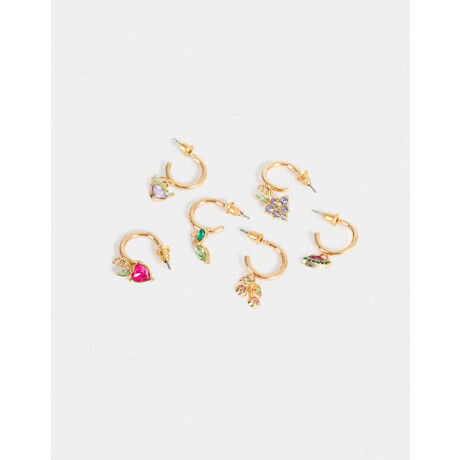 Set De Aros Argolla Frutas Dorado