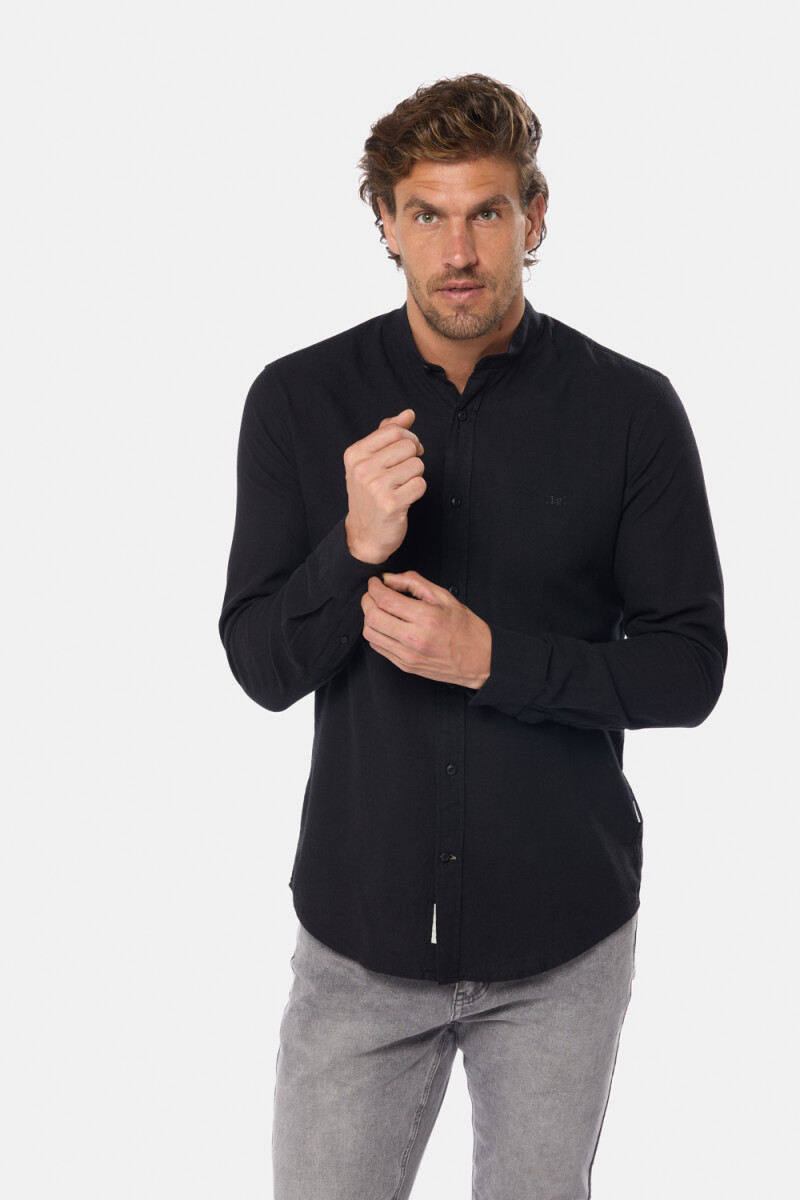 CAMISA DE LINO CUELLO MAO - Negro 